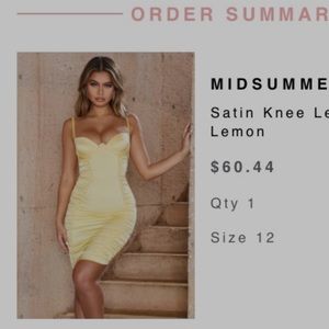 Yellow satin dress from Oh Polly worn once. UK size 12 US size 8